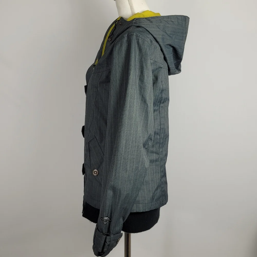 Columbia Gray Yellow Striped Ski Snowboard Coat Size Small In Women's